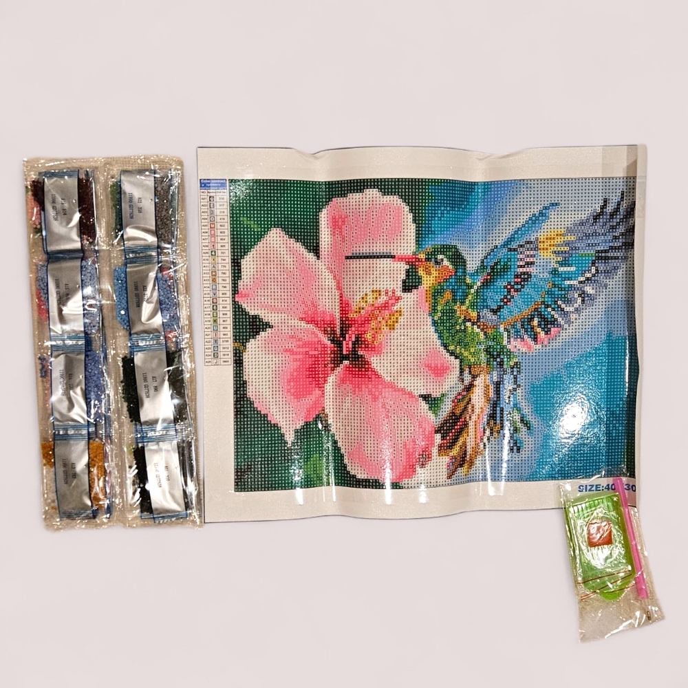 Colorful Hummingbird and Flower Diamond Painting Kit
